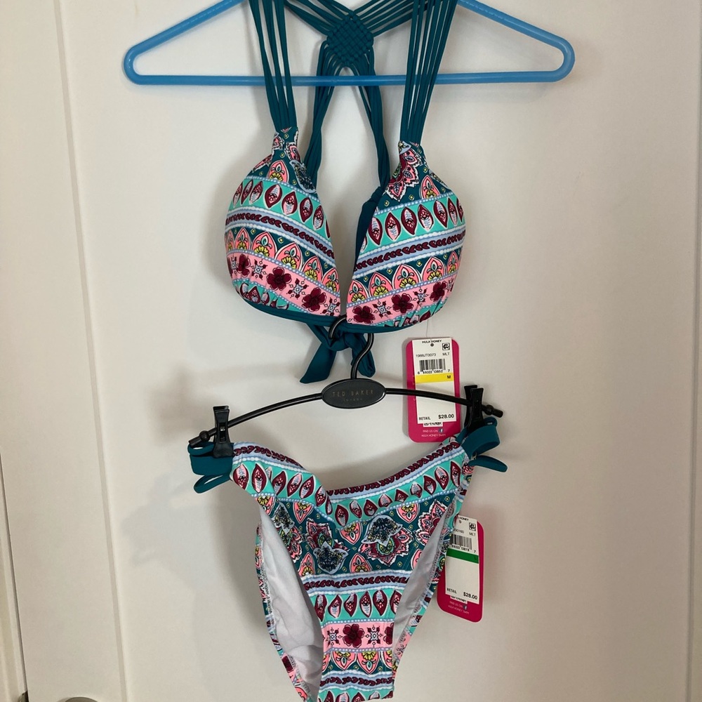 Hula Honey bikini with teal straps, New